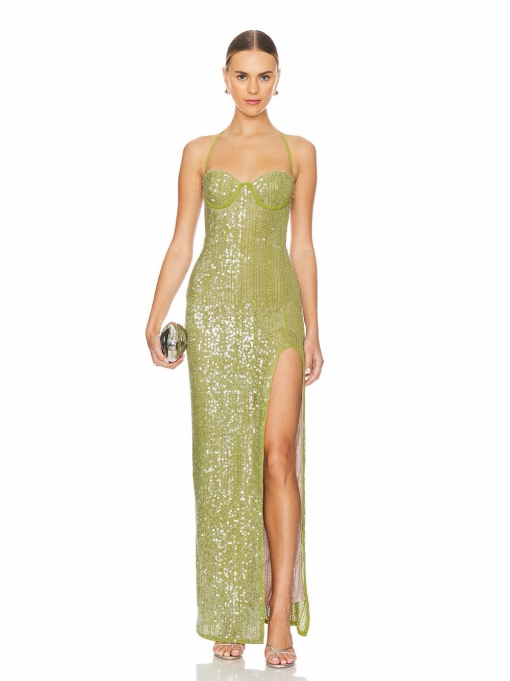 Camila Coelho Brihante Sequin Olive Green Sequin Maxi Dress Revolve
